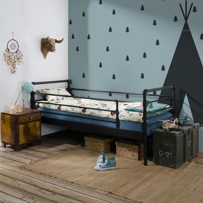 Łóżko metalowe Nexus - czarne (+barierki)