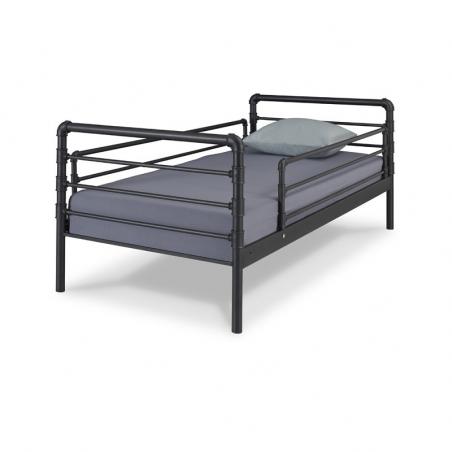 Łóżko metalowe Nexus - czarne (+barierki)