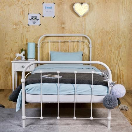 Łóżko metalowe Retro - turkusowe