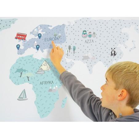 Naklejka Mapa Świata Miętowa