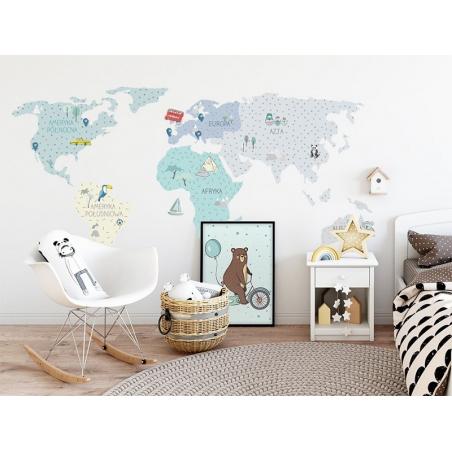 Naklejka Mapa Świata Miętowa