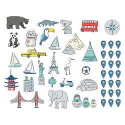 Naklejka Mapa Świata Miętowa