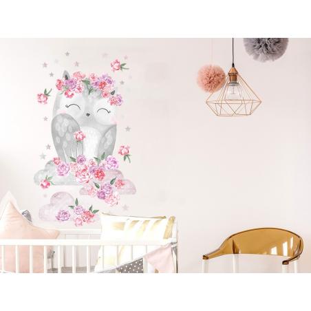 Naklejka Sowa Różowa