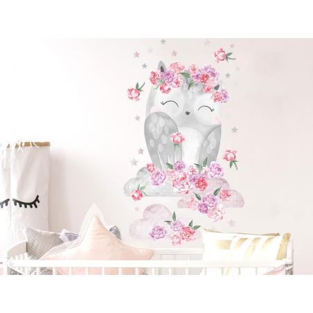 Naklejka Sowa Różowa