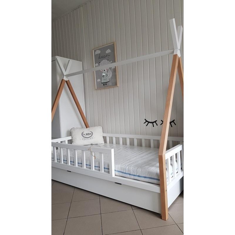 Łóżko Tipi Mini 140x70 Naturalny Biały (bez szuflady)