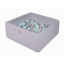 Suchy Basen Kwadratowy 90x90x40cm z 200 piłkami (biała perła,szary, transparent, mięta, babyblue)