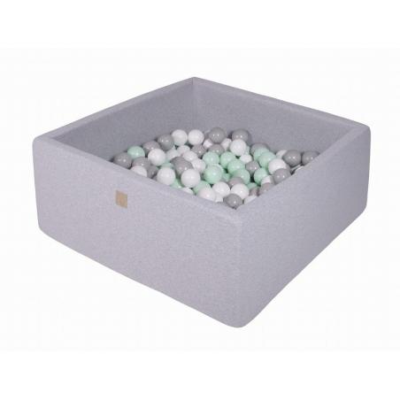 Suchy Basen Kwadratowy 90x90x40cm z 200 piłkami (białe, szare, miętowe)