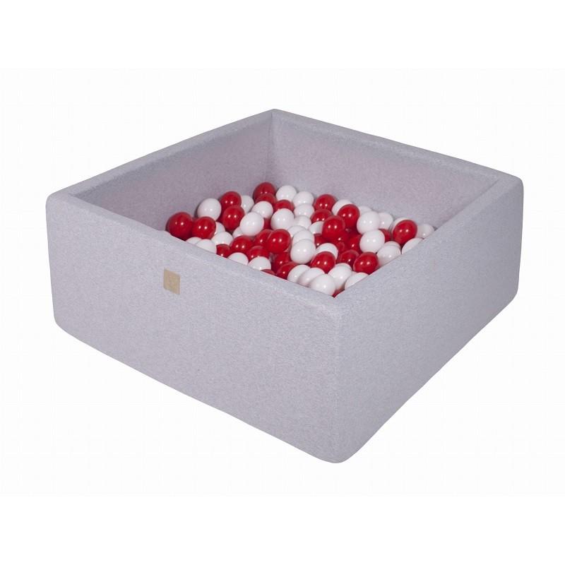 Suchy Basen Kwadratowy 90x90x40cm z 200 piłkami (białe,czerwone)