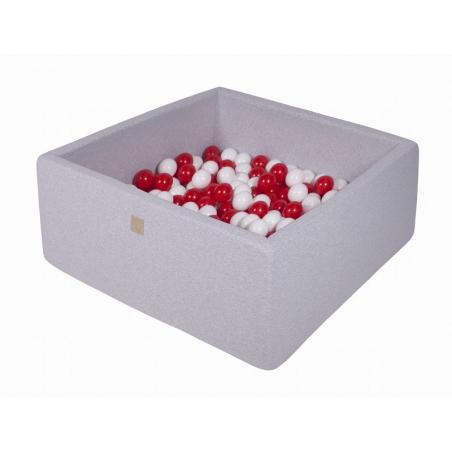 Suchy Basen Kwadratowy 90x90x40cm z 200 piłkami (białe,czerwone)