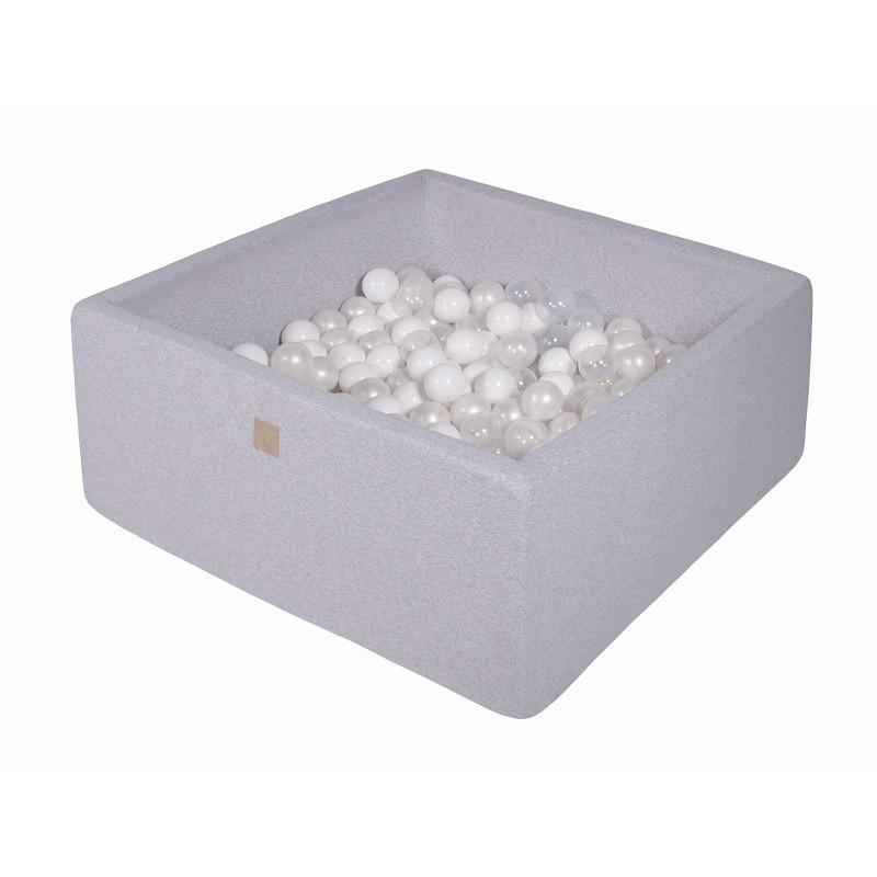 Suchy Basen Kwadratowy 90x90x40cm z 200 piłkami (biały, biała perła, transparenty)
