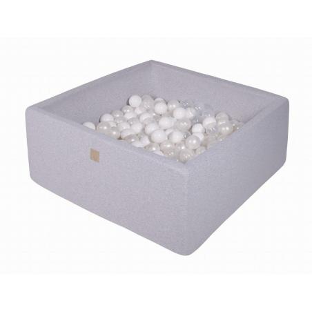 Suchy Basen Kwadratowy 90x90x40cm z 200 piłkami (biały, biała perła, transparenty)