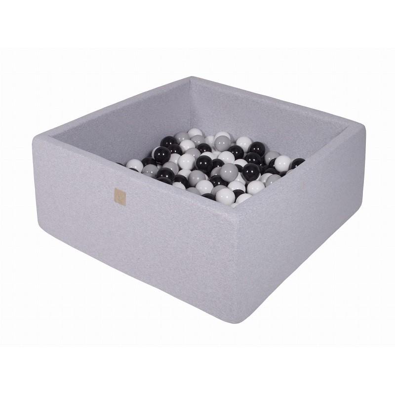 Suchy Basen Kwadratowy 90x90x40cm z 200 piłkami (czarne, białe, szare)