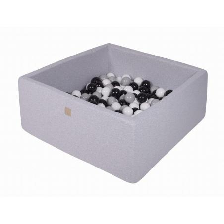 Suchy Basen Kwadratowy 90x90x40cm z 200 piłkami (czarne, białe, szare)