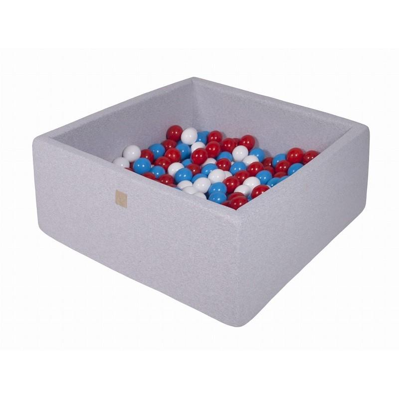 Suchy Basen Kwadratowy 90x90x40cm z 200 piłkami (czerwone,białe,niebieskie)