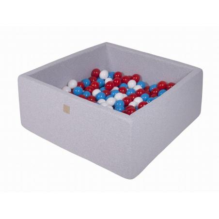 Suchy Basen Kwadratowy 90x90x40cm z 200 piłkami (czerwone,białe,niebieskie)