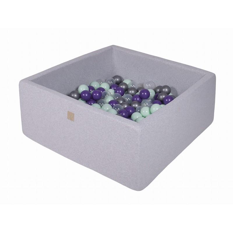 Suchy Basen Kwadratowy 90x90x40cm z 200 piłkami (mięta, transparent, srebrny, fiolet)