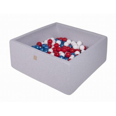 Suchy Basen Kwadratowy 90x90x40cm z 200 piłkami (niebieska perła, białe, czerwone)