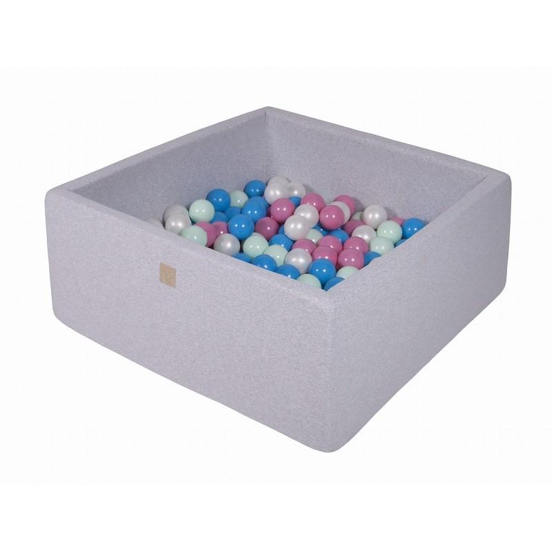 Suchy Basen Kwadratowy 90x90x40cm z 200 piłkami (niebieskie, biała perła, jasny róż, mięta)