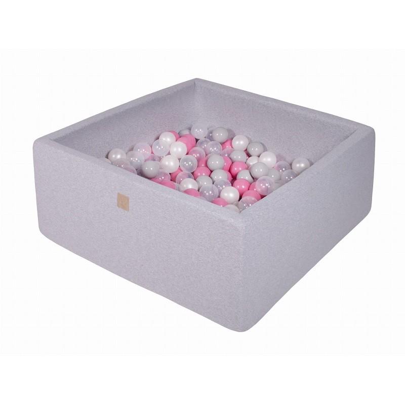 Suchy Basen Kwadratowy 90x90x40cm z 200 piłkami (szare, jasny róż, biała perła, transparentne)