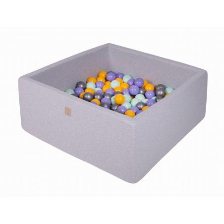 Suchy Basen Kwadratowy 90x90x40cm z 200 piłkami (wrzosowe,żółte,miętowe,srebrne)