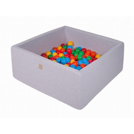 MeowBaby® Suchy Basen Kwadratowy 90x90x40cm z 200 piłkami (żółte,czerwone,ciemny zielony,pomarańczowy,niebieski)