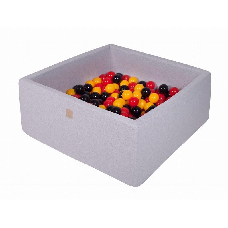 Suchy Basen Kwadratowy 90x90x40cm z 200 piłkami (żółte,czerwone,czarne)