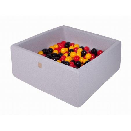 Suchy Basen Kwadratowy 90x90x40cm z 200 piłkami (żółte,czerwone,czarne)