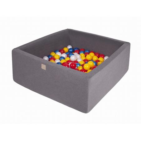 Suchy Basen Kwadratowy ciemnoszary 90x90x40cm z 200 piłkami (czerwone,żółte,biała perła,niebieska perła)