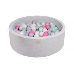 Suchy Basen jasnoszary 90x30cm z 200 piłkami (transparentne, jasny róż, biała perła,szary)