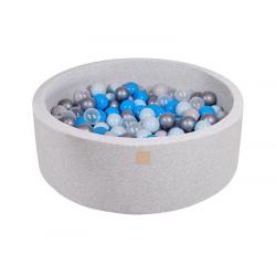 Suchy Basen jasnoszary 90x30cm z 200 piłkami (niebieskie, biała perła, jasny róż, miętowe)