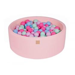Suchy Basen pudrowy róż 90x30cm z 200 piłkami (mięta, babyblue, jasny róż, pastelowy róż)