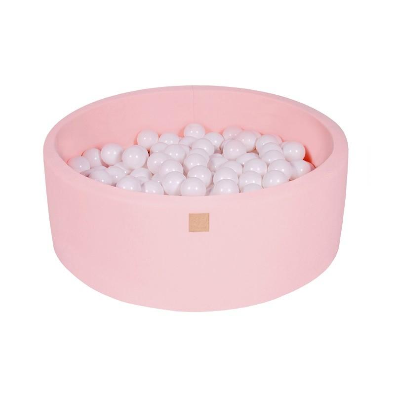 Suchy Basen pudrowy róż 90x30cm z 200 piłkami (białe)