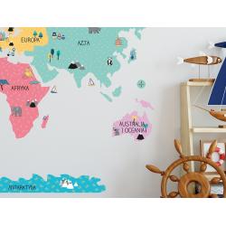 Naklejka Mapa Świata Kolorowa