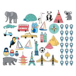 Naklejka Mapa Świata Kolorowa