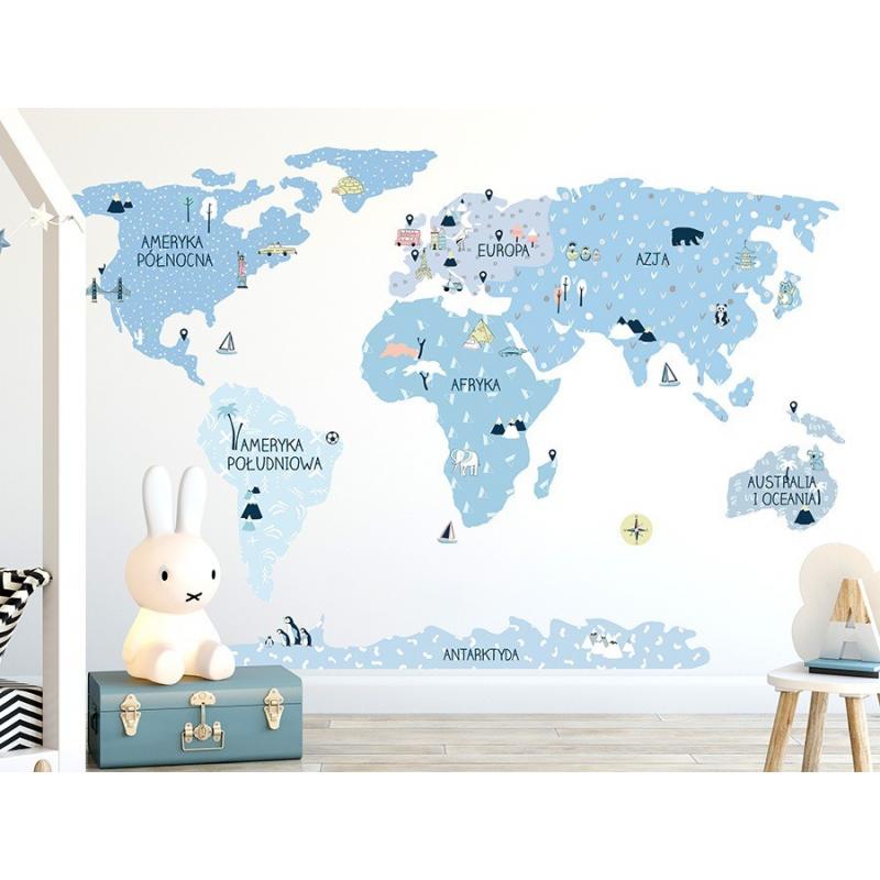 Naklejka Mapa Świata Ice Cold