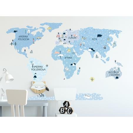 Naklejka Mapa Świata Ice Cold