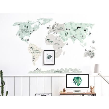 Naklejka Mapa Świata Tropical Sand