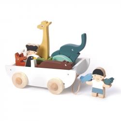 Drewniany statek do ciągnięcia ze zwierzątkami, Tender Leaf Toys