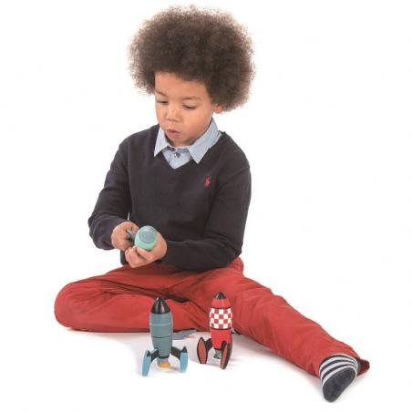 Drewniane rakiety kosmiczne, zabawka konstrukcyjna, Tender Leaf Toys