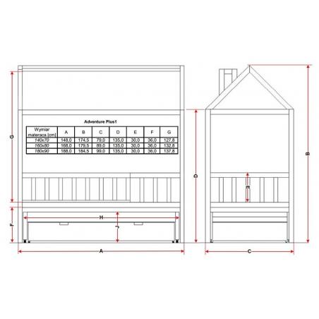 Łóżko Domek Adventure +1 140x70 Biały (z szufladą + opcja dodatkowego spania)