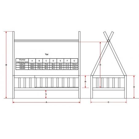 Łóżko Tipi Mini 180x90 Biały (bez szuflady)