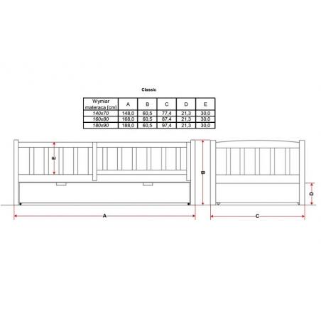Łóżko Classic z szufladą 180x90 Białe