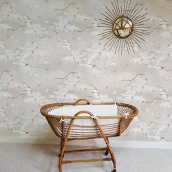 Tapeta Łabądki Na Beżowym Niebie