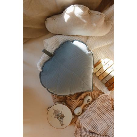 Welwetowa poduszka liść "Grey mint"
