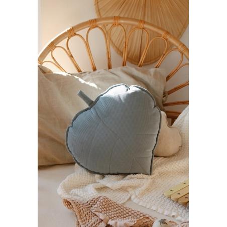 Welwetowa poduszka liść "Grey mint"