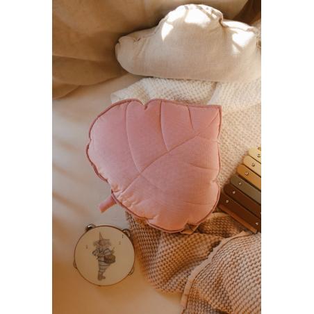 Welwetowa poduszka liść "soft pink"