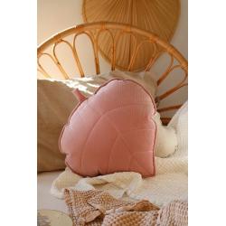 Welwetowa poduszka liść "soft pink"