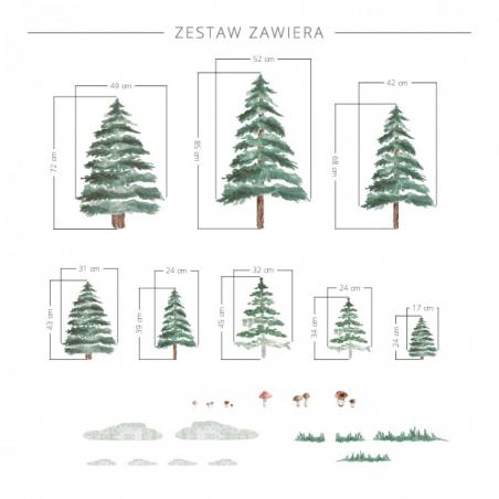Naklejka Choinki (Świerki) 8szt.