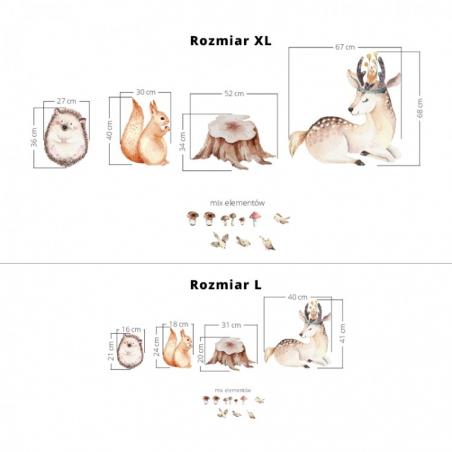 Naklejka Jeleń Jeż Wiewiórka