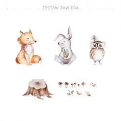 Naklejka Lis Zając Sowa